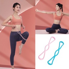 1+1 고탄력 스트레칭 로프 밴드 튜빙 요가 고무 홈트 기구 맨몸 허리 어깨 팔 운동, 1세트, 핑크+스카이