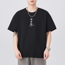 투니스 남성 라운드넥 자수 루즈핏 반소매 티셔츠