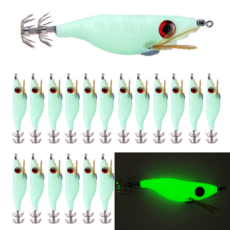 MOON FISHING 문피싱 누드 야광 왕눈이에기 25개/세트 쭈꾸미 갑오징어 문어전용 에기, 녹색누드 EGI, 10g, 25개