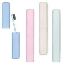 여행 캠핑 홀더 가정 케이스 위한 휴대용 학교 여행용 칫솔 4팩 HOOQICT 비즈니스를, Blue, Pink, Beige, Green