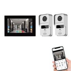 투야 스마트 와이파이 비디오 초인종 홈 인터콤 폰 1080P RFID 무선 문짝 뷰어 카메라 인터콤 7 인치 화면 모션 레코드, 2 야외 1, 4) 2 outdoor to 1, 1개