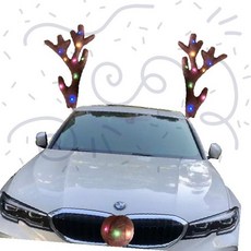 크리스마스 자동차 루돌프 뿔 장식 LED 조명 순록뿔 차량용 파티 데코 웨딩카 장식품, 3단 LED 귀여운 귀달린 뿔