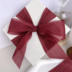 실버 스파클링 원사 리본 쉬폰 웨딩 주름 메쉬 액세서리 밝은 실크 주름 선물 상자 꽃 번들 포장, 01 5 Meters, 08 6