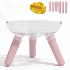 더펫즈 높이조절 각도조절 급체방지 고양이 강아지 유리 밥그릇 식기, 1개, 핑크