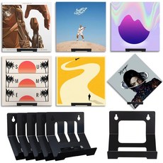 MyLifeUNIT 바이닐 레코드 월 마운트 앨범 디스플레이용 6팩 메탈 홀더(블랙), Black