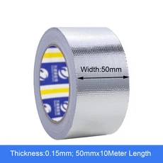 유리 섬유 천 알루미늄 호일 테이프 단열 주방 레인지 후드의 두꺼워짐 난연성 고온 방지, 10M, 0.15mm, 01 Wide-50mm, 1개