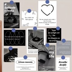 데이모먼트 블랙 감성 인테리어 홈카페 엽서 포스터 벽장식 벽꾸미기 그림 사진 15장 스티커 세트