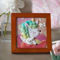 羊毛氈戳戳樂相框畫 手工刺繡diy材料包簡單自繡羊毛氈戳戳樂相框畫擺台件送男友禮物, 守護精靈+相框+工具, 1個