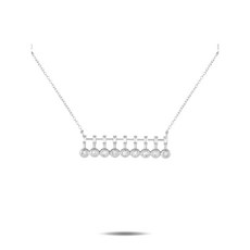 LB 익스클루시브 중고 14K 화이트 골드 다이아몬드 바 네크리스