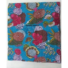 트로피컬 프루트 칸타 2개 베개 커버 빈티지 에스닉 플로럴 코튼 퀼팅 이불 커버렛 패치워크 스티치 담요 트윈/퀸/캘리포니아 킹 사이즈(60X90인치), 60X90인치