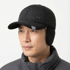 코드코드 남성용 겨울 방한 귀달이 등산 모자, 블랙