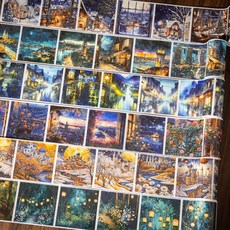 臺灣發貨-ins風爆款大尺寸造景膠帶夜夜微光創意夜景素材手賬diy拚貼6整捲, 1個, 6整卷爆款文藝夜景主題寬膠帶全套