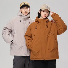 加絨情侶款衝鋒衣 戶外加厚防風防水棉衣運動外套, 2XL, 焦糖色