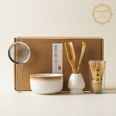 AOHAO 말차 도구 4/6PCS 세트 Matcha Whisk 차선 다완 차선립, 화이트 6PCS, 2세트