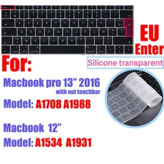 CaseBuy 프리미엄 실리콘 키보드 커버 MacBook Pro 14 16" M4 M3 M2 M1 Pro/Max Air 15" Cl용 초박형, 06 EU 12 Pro13 A1708, 1개