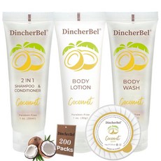 Hotel Amenities 200피스 여행용 키트: 비누 샴푸 및 컨디셔너 2 in 1 바디 워시 및 바디 로션 벌크 미니 키트 세면도구 가방용 - 트라이얼 사이즈 바 및