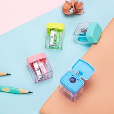 델리 코미코 투명 사각 미니 1홀 연필깎이 (4색 택1) / 필기류 필기구 연필깍이 연필깍기 연필깎기, 옐로우, 1개