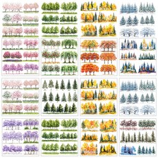 PVC 열전사 스티커 창문 컵 화분 데코 14x14cm 12장세트 12가지 디자인, 나무