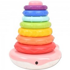 h37 오즈토이 고래 오뚝이 링쌓기 분홍 xqs2067a-2 18개월 신생아 터미타임 장난감 선물, 상세페이지 참조, 1개