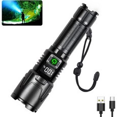 고광도 COB 사이드라이트가 장착된 충전식 손전등 2000루멘 초밝은 LED 후크가 IPX5 방수 야외 캠핑 하이킹 및 비상시에 완벽한, H06