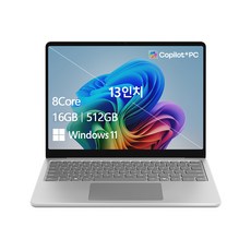 마이크로소프트 2025 서피스 랩탑 13 스냅드래곤, 플래티넘, 512GB, 16GB, WIN11 Home, EP2-31941