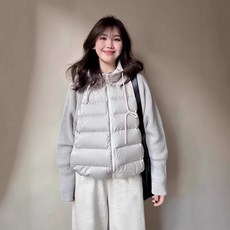 여성 데일리 오버핏 후드 집업 패딩 점퍼 경량 겨울 아우터