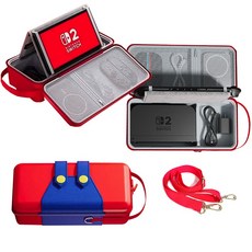 아싸라봉 닌텐도 스위치2 올인원 가방 하드 캐리 캠핑 여행 파우치 케이스 악세사리, 1개, 마리오레드, SW2-올인원백
