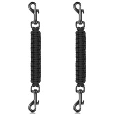 YUEPET 강아지 안전 칼라 클립 2팩 조절 가능한 프롱 칼라 백업 클립 반사 더블 엔드 백업 걸쇠 목줄 커넥터 개 하네스와 칼라 안전 클립용블랙 2개 154718