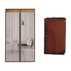 OW 현관문 자석 모기장 브라운 90x210 문틀 자동개폐 철문 간편설치 해충 방문