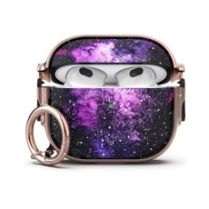 GuarzFun 에어팟 3 케이스 보안 잠금 장치 하이브리드 소재 전신 보호 커버 (블랙 + 블랙), AirPods 3rd, Universe, Universe