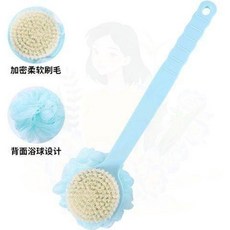 身體沐浴刷 軟毛刷背 加長款 38cm, 1個裝, 藍 加長款38cm硬手柄 1個裝, 藍