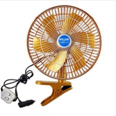 지게차 선풍기 11인치 6엽 굴삭기 중장비 화물 트럭 차량용 시거잭 집게형 서큘레이터, 12V
