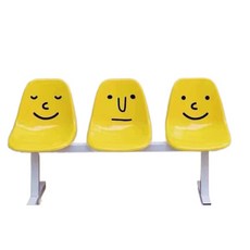 정류장 의자 버스 편의점 야외 대기 야구장 벤치 2인용 브라이트레드 프레임 레드 의자, 2인용 스마일리 페이스 의자 블랙과