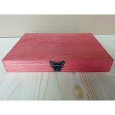 유품 보관 상자 귀중품 잠금형 정리함 레트로 문서 앨범 수납, 연빨 40x25x5CM 나비잠금, 1개