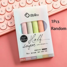 애교살펜슬 캔디 컬러 하이라이터 펜 고급 핸드 계정 비스듬한 헤드 마커 파스텔 학교 문구 용품 1 개 3 6, [01] 1PCS Random sent, 1개