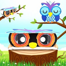 부엉이 종이 망원경 쌍안경 3인용 세트 올빼미 관찰 기 구경 도구 야생동물 해양, 본상품