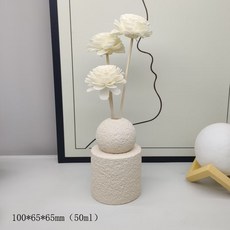 香氛擴香瓶, 1個, 石膏香薰瓶-米色+3根白色揮發棒帶花