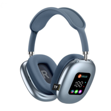 SMABAT 무선 헤드폰 LED 디스플레이 블루투스 헤드셋 노이즈캔슬링 헤드폰 블루투스5.4, 블루