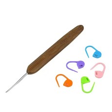 竹柄碳化竹勾針套組 毛線編織工具, 1套