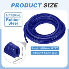 610M 고무 엣지 트림 가드 U 채널 프로텍터 씰 스트립 금속 클립 자동차 도어 시트 메탈 해치 테이블 모서리용, 6M, 8mm x 6mm Blue