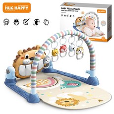 嬰兒健身架玩具0-1歲寶寶音樂腳踏琴運動健身感官訓練爬行益智, 1個, 嬰兒健身架-藍色(無護欄)