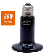 발열전구 온열 열등 반려동물 파충류 열 램프 그늘 적외선 세라믹 방출기 닭 도마뱀 거북이 Brooder 뱀 닭장 히터 가드, 50W lamp