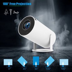 HY300 PRO 프로젝터 4K 안드로이드 11 듀얼 Wifi6 Allwinner H713 BT5.0 1280x720 홈 야외 시네마 프로젝터 EU 플러그, EU 플러그,하얀색