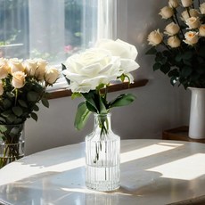 仿真白玫瑰花束 居家裝飾花藝擺設, 歐若拉玫瑰小花園仿真花禮, 1個