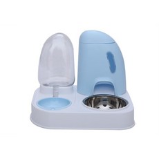 애완동물 자동 급식 급수기 범선 모양 강아지 고양이 공용, 파란색, 1개, 1.8L