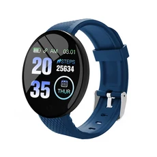 2025 새로운 D18 스마트 시계 심박수 모니터 남성 여성 Smartwatch 라운드 피트니스 디지털 시계 남성 여성, 01 With Original Box, 01 Blue