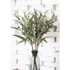웨딩포 윌로우 열매 유칼립투스 가지 조화 60cm 그리너리 조화나무, 브라운, 3개