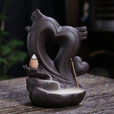 紫砂倒流香薰爐家居擺件創意愛心天使之心迴流香薰爐工藝品, A款紫砂天使之心