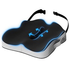 ModReve 카시트 쿠션 트럭 운전사 및 장거리 운전을 위한 조절 가능한 스트랩이 있는 엑스트라 라지 메모리 폼 정형외과 좌골 신경통 꼬리뼈 통증 완화 여행 필수품을 편안, Black + Light Gray