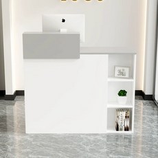 카운터 테이블 미용실 카운터테이블 안내데스크 인포메이션, 화이트 라이트그레이 직각형 오른쪽Q2